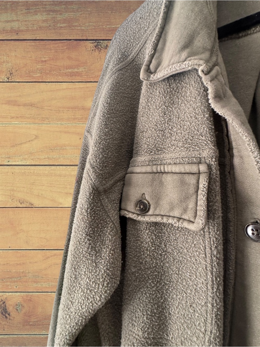 Free People x Revolve Ruby Distressed Teddy Jacket in Dirty Olive, XL - Picture 6 of 10